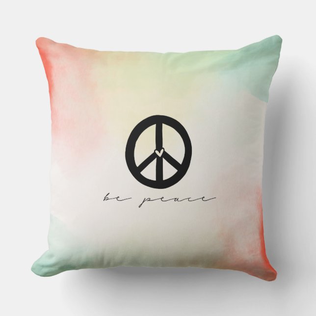Red Yellow Blush Tie Dye Peace Throw Pillow (Front)