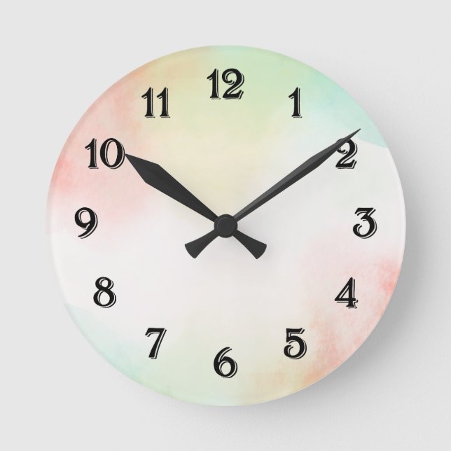 Red Yellow Blush Tie Dye Round Clock (Front)
