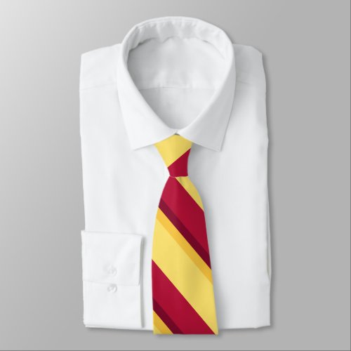 Red Yellow Burgundy and Gold Diagonally_Stripe Tie