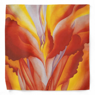 Red yellow canna flower abstract Georgia O'Keeffe Bandana