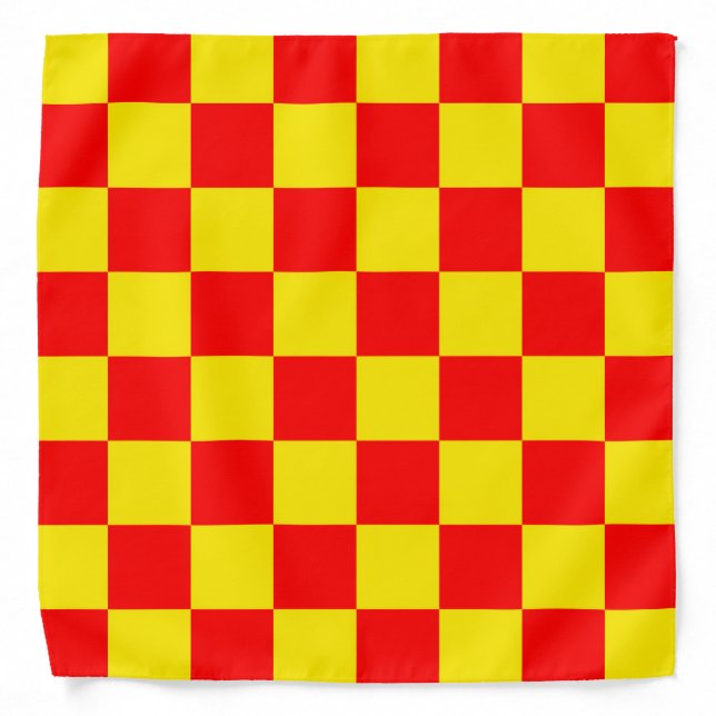 Red Yellow Check Checkered Pattern Design  Bandana (Front)