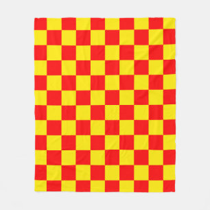 Red Yellow Check Checkered Pattern Design  Fleece Blanket