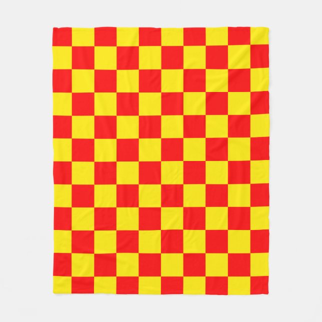 Red Yellow Check Checkered Pattern Design  Fleece Blanket (Front)