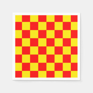 Red Yellow Check Checkered Pattern Design  Napkins