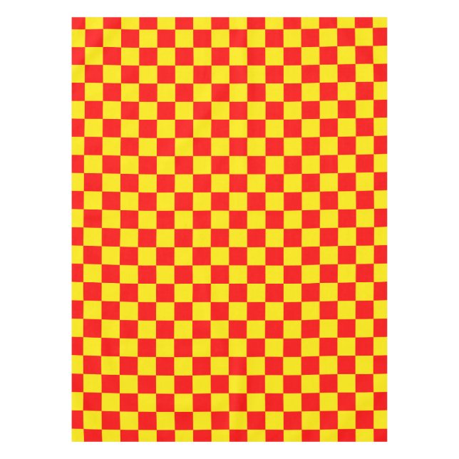 Red Yellow Check Checkered Pattern Design  Tablecloth (Front)
