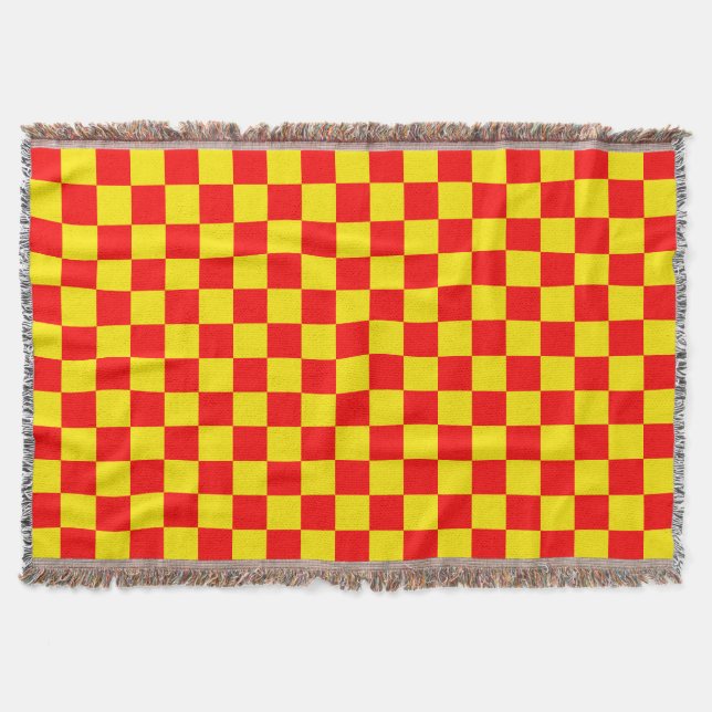 Red Yellow Check Checkered Pattern Design  Throw Blanket (Front)