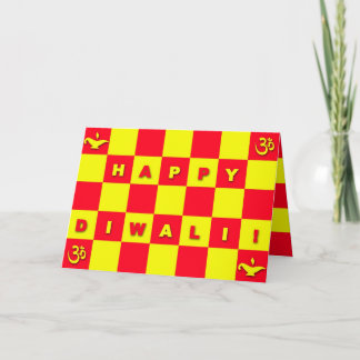 Red & Yellow Check Diwali Card