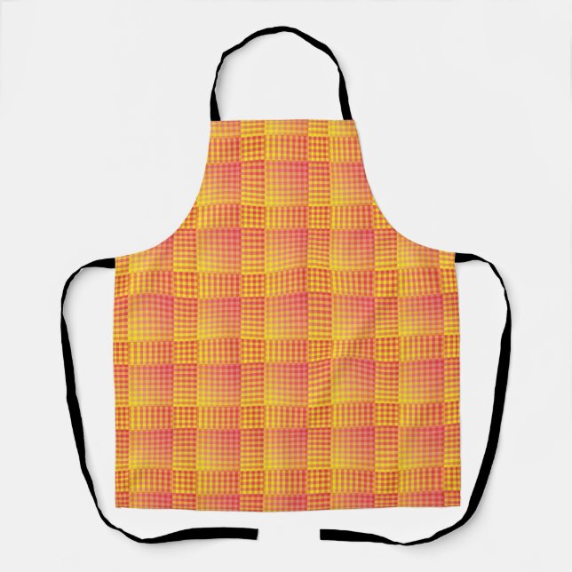 Red Yellow Checker Abstract Pattern Apron (Front)