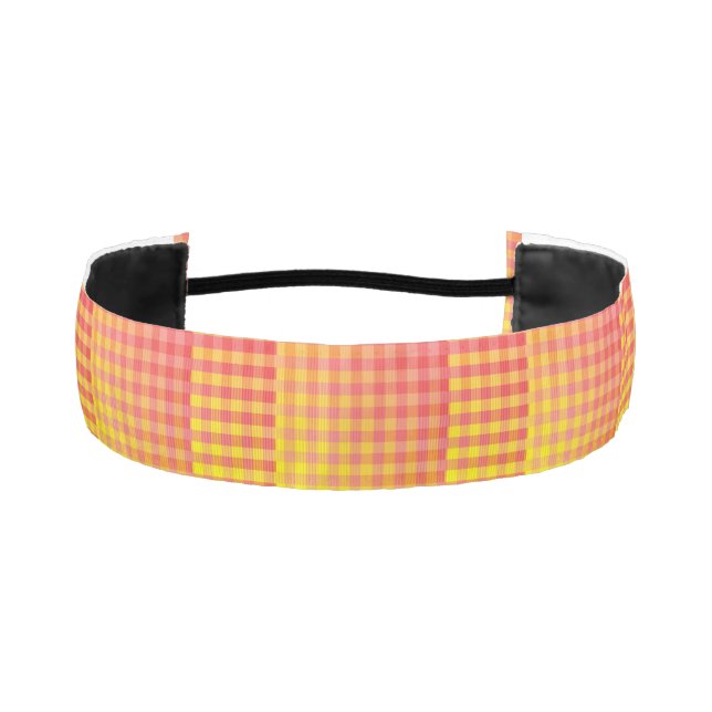 Red Yellow Checker Abstract Pattern Athletic Headband (Front)
