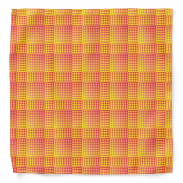 Red Yellow Checker Abstract Pattern Bandana (Front)
