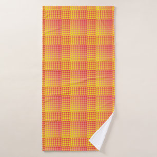 Red Yellow Checker Abstract Pattern Bath Towel
