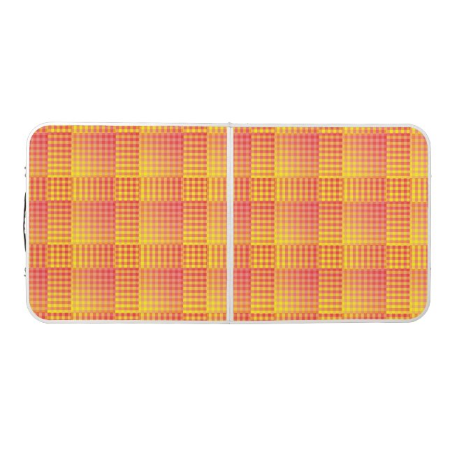 Red Yellow Checker Abstract Pattern Beer Pong Table (Top)
