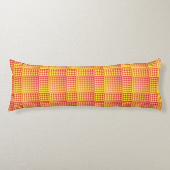 Red Yellow Checker Abstract Pattern Body Pillow (Front)