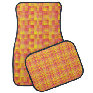 Red Yellow Checker Abstract Pattern Car Floor Mat