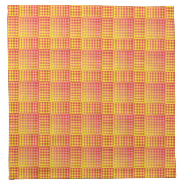 Red Yellow Checker Abstract Pattern Cloth Napkin (Front)