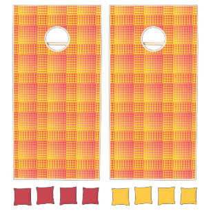 Red Yellow Checker Abstract Pattern Cornhole Set