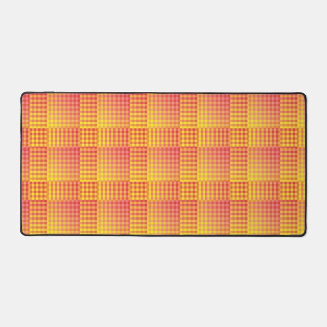 Red Yellow Checker Abstract Pattern Desk Mat (Front)