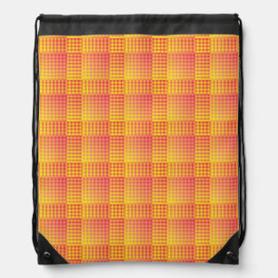 Red Yellow Checker Abstract Pattern Drawstring Bag