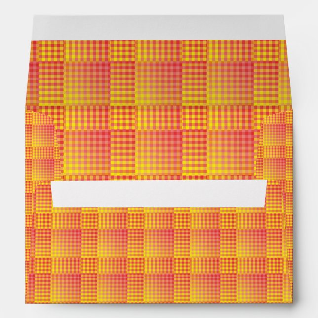 Red Yellow Checker Abstract Pattern Envelope (Back (Bottom))