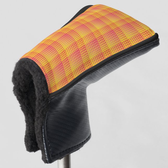 Red Yellow Checker Abstract Pattern Golf Head Cover (3/4 Front)