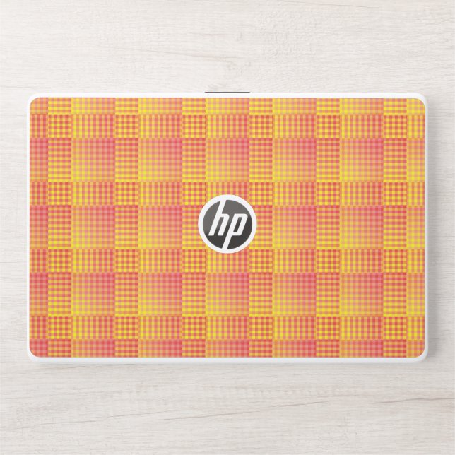 Red Yellow Checker Abstract Pattern HP Laptop Skin (Front)