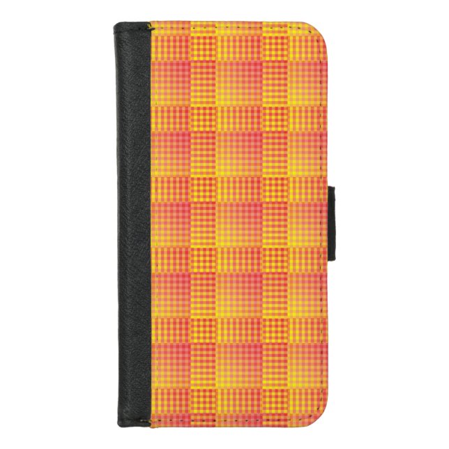 Red Yellow Checker Abstract Pattern iPhone Wallet Case (Front)