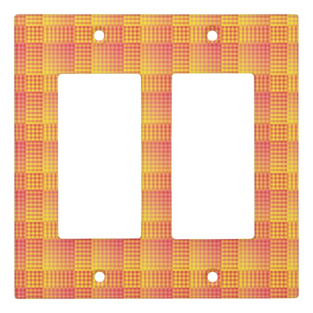 Red Yellow Checker Abstract Pattern Light Switch Cover (Front)