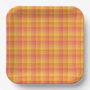 Red Yellow Checker Abstract Pattern Paper Plates