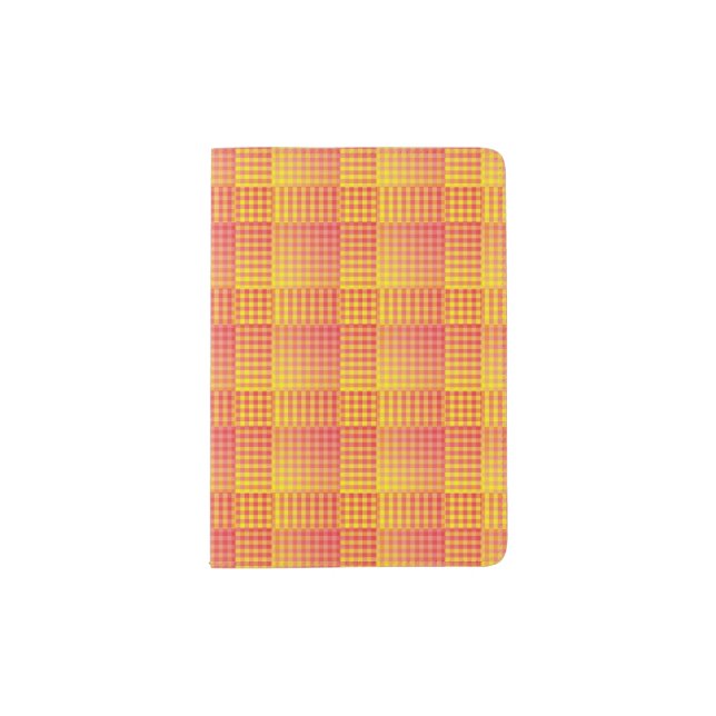 Red Yellow Checker Abstract Pattern Passport Holder (Front)