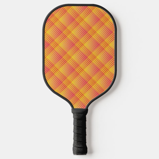 Red Yellow Checker Abstract Pattern Pickleball Paddle (Front)