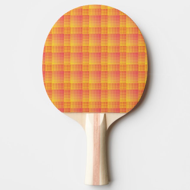 Red Yellow Checker Abstract Pattern Ping Pong Paddle (Front)