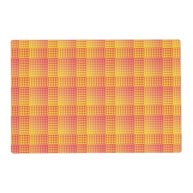 Red Yellow Checker Abstract Pattern Placemat (Front)