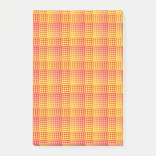 Red Yellow Checker Abstract Pattern Post-it Notes (Front)