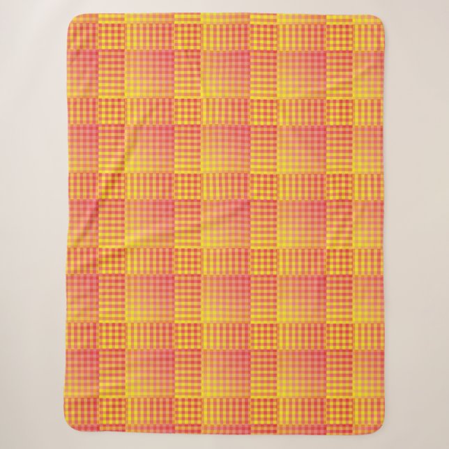 Red Yellow Checker Abstract Pattern Sherpa Blanket (Front)