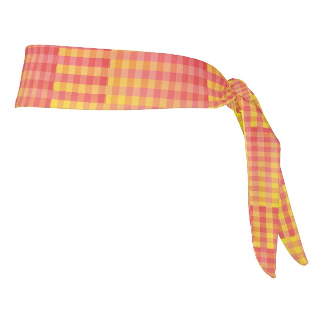 Red Yellow Checker Abstract Pattern Tie Headband (Rotate 90)