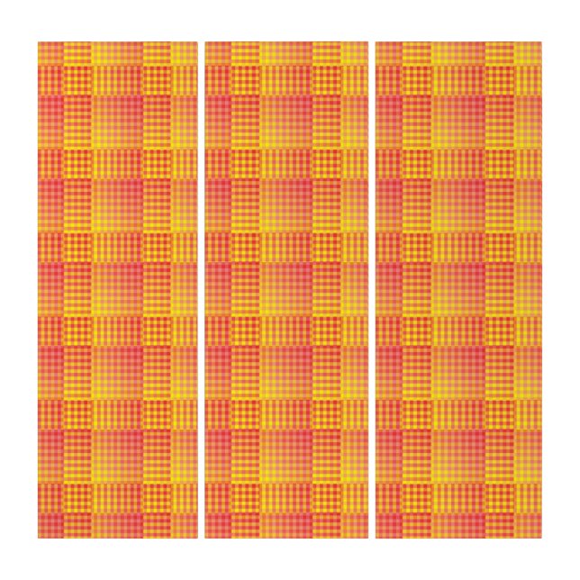 Red Yellow Checker Abstract Pattern Triptych (Front)