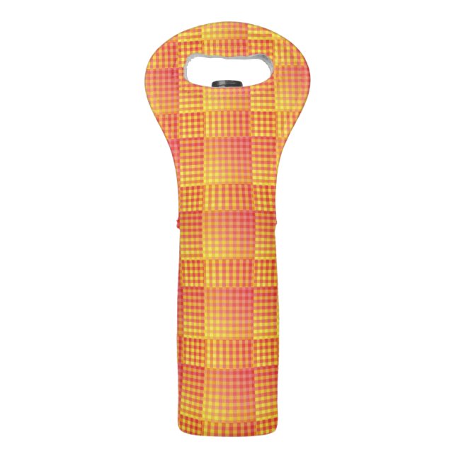 Red Yellow Checker Abstract Pattern Wine Bag (Front)