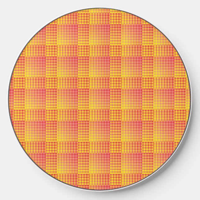 Red Yellow Checker Abstract Pattern Wireless Charger (Front)