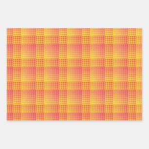 Red Yellow Checker Abstract Pattern Wrapping Paper Sheets