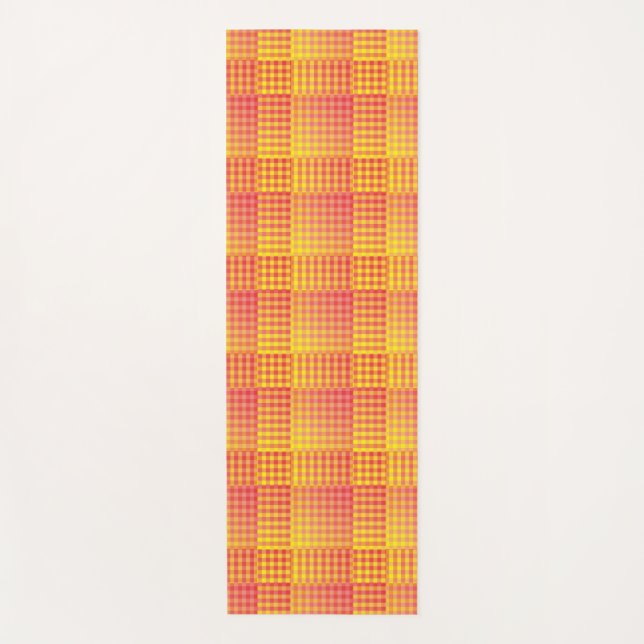 Red Yellow Checker Abstract Pattern Yoga Mat (Front)