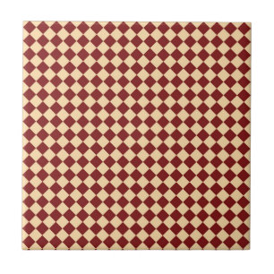 Red Yellow Checker Diamond Pattern Ceramic Tile