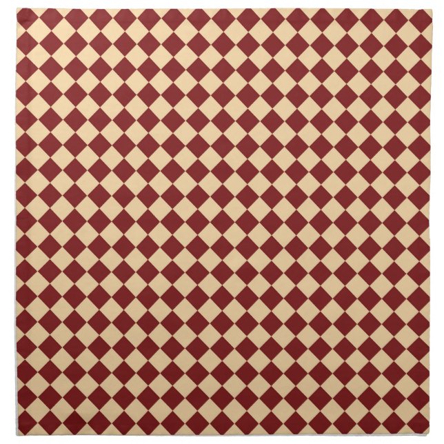 Red Yellow Checker Diamond Pattern Cloth Napkin (Front)