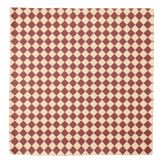 Red Yellow Checker Diamond Pattern Duvet Cover (Front)