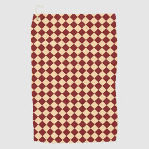 Red Yellow Checker Diamond Pattern Golf Towel