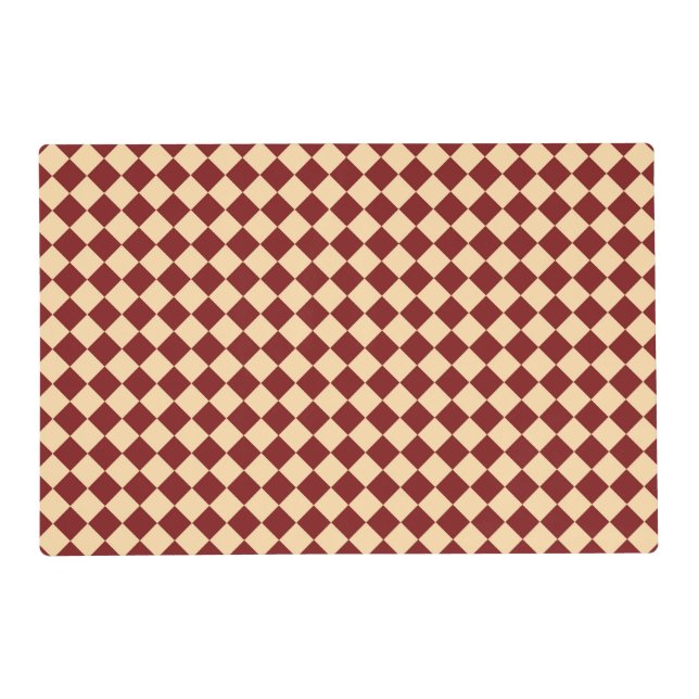 Red Yellow Checker Diamond Pattern Laminated Placemat (Front)