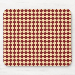 Red Yellow Checker Diamond Pattern Mouse Pad