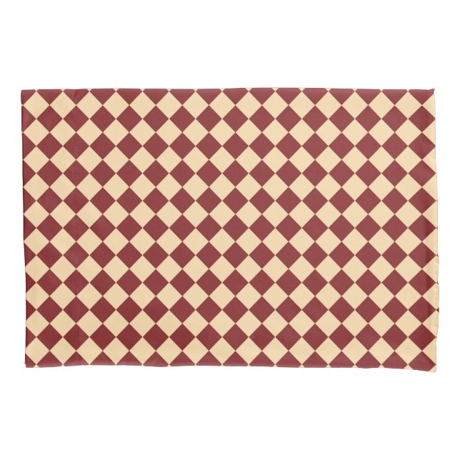 Red Yellow Checker Diamond Pattern  Pillow Case (Front)