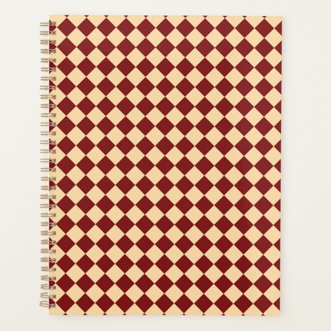 Red Yellow Checker Diamond Pattern  Planner (Front)