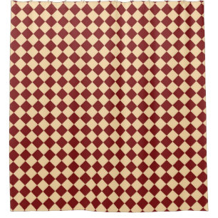 Red Yellow Checker Diamond Pattern Shower Curtain