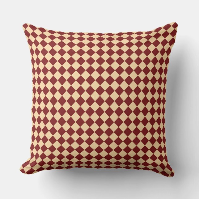 Red Yellow Checker Diamond Pattern  Throw Pillow (Front)